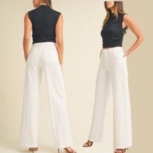 New Trending Just Black Denim The Palazzo Jean HR Wide Leg in White Denim Wash
